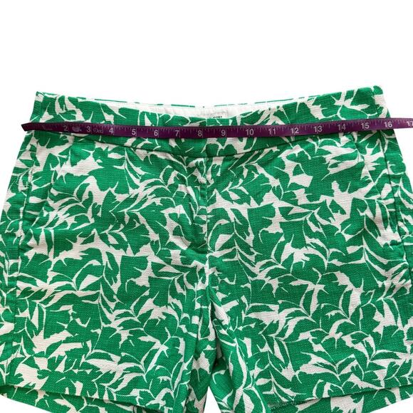 J. Crew 5" Basketweave Shorts Women Sz 4 Green White tropical leaf print 1216 - Picture 5 of 8